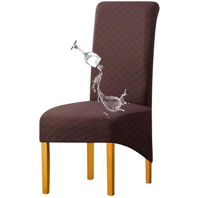 Housse de chaise imperméable en Jacquard de diamant à dossier haut, housse de chaise extensible de couleur unie pour salle à manger, étui de siège de Banquet d'hôtel de mariage 1 Piece chocolat