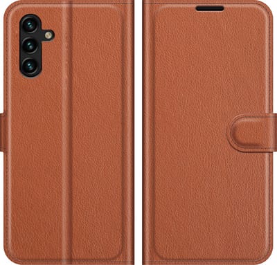 MobyDefend Hoesje - Geschikt voor Samsung Galaxy A04s - Kunstleren Wallet Book Case (Sluiting Voorkant) - Bruin