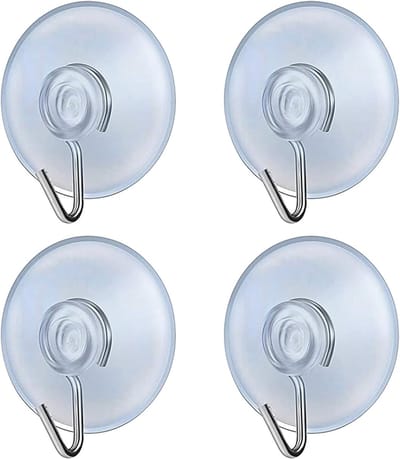Transparante PVC-zuignaphaakjes, 30 mm — Wandhaken voor de keuken & Zuignaphaken voor ramen (Boren niet nodig). Geschikt voor glas, tegels, deuren, badkamers, douchecabines, kerstverlichting, slingers en meer (Set van 4).