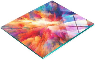 Decoratieve glazen snijplank voor in de keuken, een explosie van kleuren, 60x52 cm