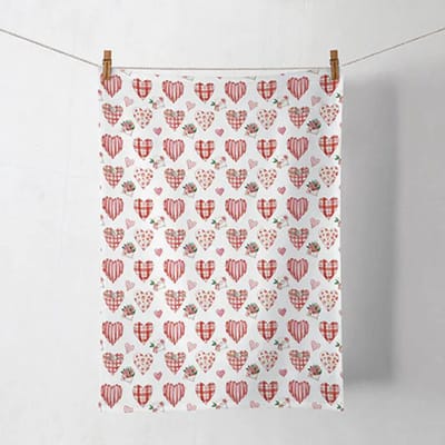Ambiente Kitchen towel Lovely hearts – 50x70 cm – 100% katoen – set van 4 – Valentijn & all-year decor