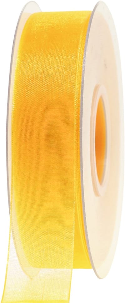 Organza lint cadeaulint geel lint zelfkant 25mm 50m