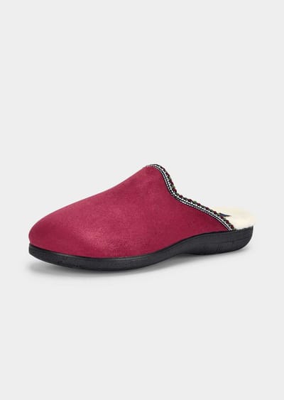 Pantoffels met zuiver scheerwol voering - bordeaux - Gr. 36 van Goldner Fashion