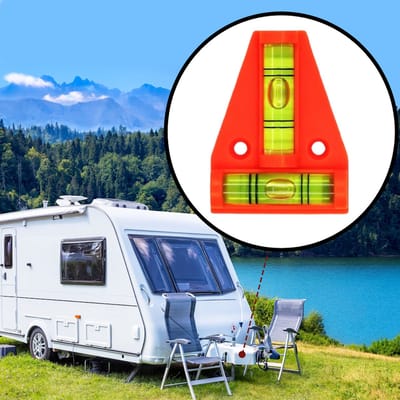 Decopatent - Mini Stelwaterpas Driehoek - Voor o.a. Caravan & Camper - T-Type Kruis Waterpas - Caravan Waterpas - Kleur: Rood
