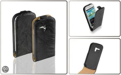 Vintage Flip Case Leder Cover Hoesje  Samsung Galaxy S3 Mini  Dark