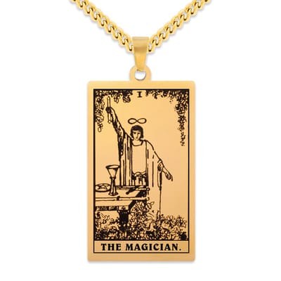 Tarot Ketting I: De Magiër / The Magician - Goudkleurig Stainless Steel - Grote Arcana uit Rider-Waite Geïnspireerd - 60cm - Pax Amare