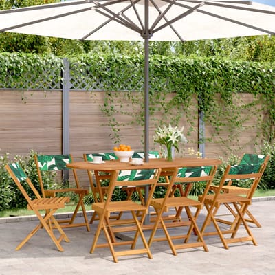 vidaXL - Opklapbare - stoelen, - 8 - stuks, - groene - stof - en - massief - hout.