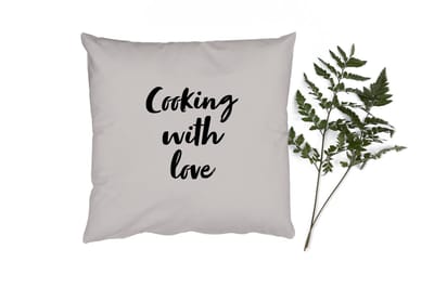 Sierkussens - Kussentjes Woonkamer - 40x40 cm - Quotes - Liefde - Cooking with love - Spreuken - Koken