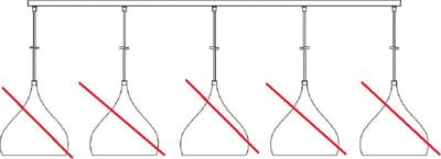 Losse opbouw basis voor pendels 5x, wit, 180cm