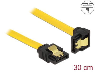 Delock SATA 3 Gb/s Cable straight to downwards angled 30 cm yellow