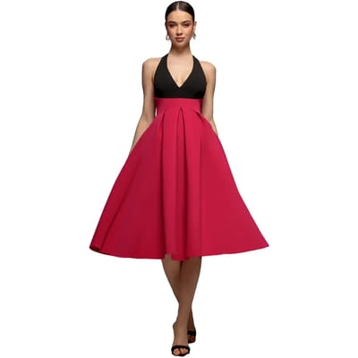 Halter Neck Contrast Dress Dames Goddiva