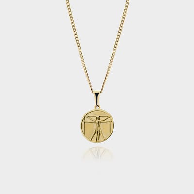 Vitruvius Hanger Ketting - Gouden Ketting - 50 cm lang - Ketting Heren met Hanger - Griekse Mythen - Olympus Jewelry