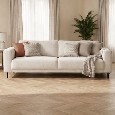 Dimehouse Moderne 3-zits Bank Beige Stof Aniko 213x90x78 cm - Stof - Modern - 213 x 90 x 93 cm