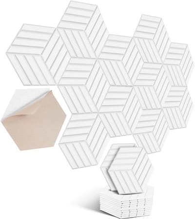 Zelfklevende Akoestische Platen - Geluidsabsorberend en Decoratief, 12 Stuks, 30 x 26 x 0,9 cm