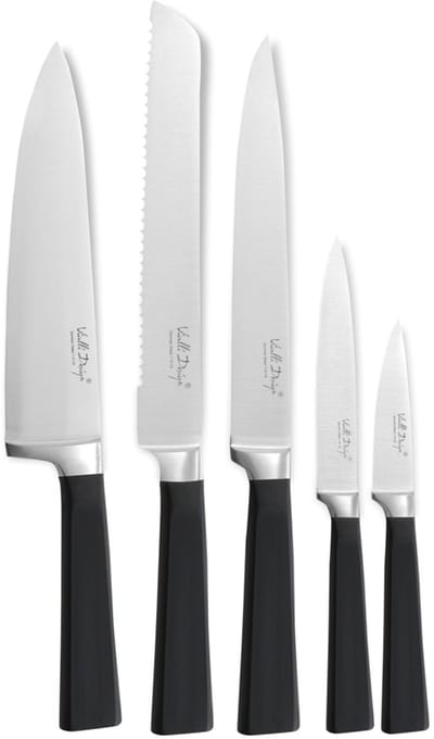 Vialli Design - FINO - Messenset met messenblok - RVS - Hout - Zwart