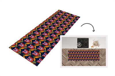 Keukenloper 150x50 cm - Keukenmat vinyl Retro - Tulp - Abstract - Design - Keukenmatten loper - Keuken vloerkleed tapijt