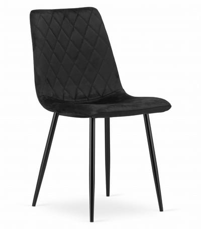 Eetkamerstoel TURIN Zwart – Velvet Bekleding, Modern, Ergonomisch Design, Zwarte Metalen Poten, Max. 120 kg