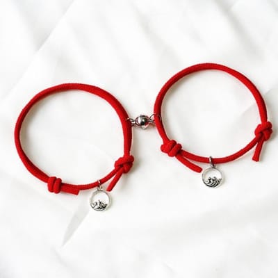 1 Paar Magneet Koppel Armbanden Mode Eenvoudig Effen Kleur Koppel Liefdesarmband Bedels Weefarmband Sieraden Liefde red