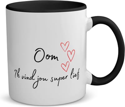 Akyol - oom ik vind jou super lief koffiemok - theemok - zwart - Oom - de liefste oom - verjaardag - cadeautje voor oom - oom artikelen - kado - geschenk - 350 ML inhoud