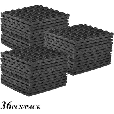 Panneaux de mousse acoustique de studio, mousse d'isolation phonique 30*30 cm/12*12 pouces, paquet de 36 pièces, gris foncé Pack of 36pcs