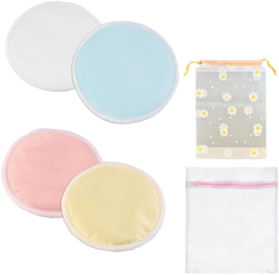 Dailygoods - Set van 4 Herbruikbare Borstvoedingsinzetstukken van Bamboe met Opbergtas