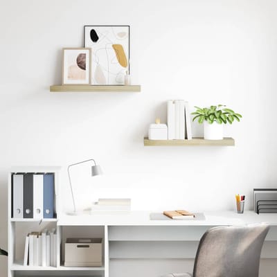 vidaXL - Wandschappen - zwevend - 2 - st - 60x23,5x3,8 - cm - MDF - eikenkleurig