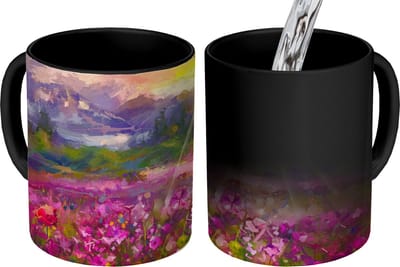 Magische Mok - Foto op Warmte Mokken - Koffiemok - Schilderij - Olieverf - Bloemen - Natuur - Zon - Magic Mok - Beker - 350 ML - Theemok