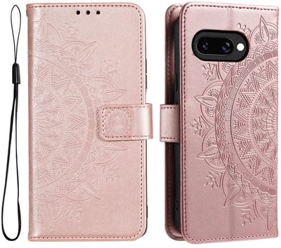 Hoesje Geschikt voor Google Pixel 10a - Mandala Book Case met Pasjeshouder - Beschermhoes met Portemonnee Roze Goud