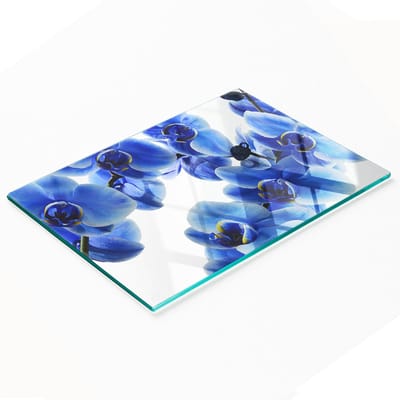 Decoratieve glazen snij- en serveerplank Blue Orchid 80x52 cm