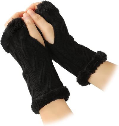 Dames Gebreide Vingerloze Handschoenen voor de Winter - Warme Pols- en Armwarmers met Duimopening