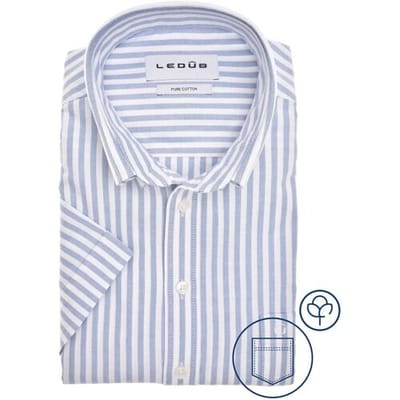 Ledûb Overhemd Oxford Stripe Midden Blauw / male