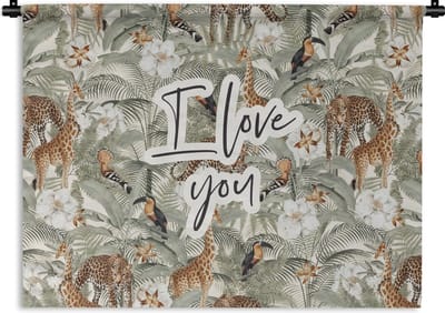 Wandkleed - Wanddoek - Love - Quotes - I love you - Spreuken - 120x90 cm - Wandtapijt