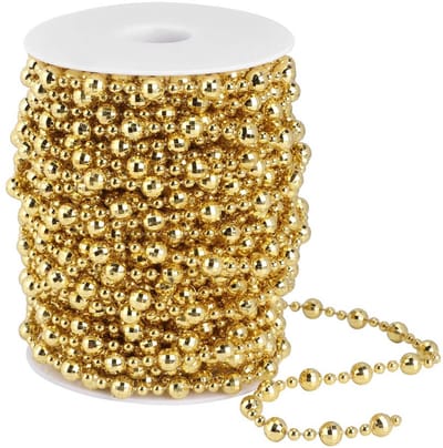 Dailygoods- Parelsnoer 20m - Luxe Kunstmatige Parels - Goud/Zilver - Flexibel - Lichtgewicht - Ideaal voor Doe-Het-Zelf Decoratie - Kralenketting
