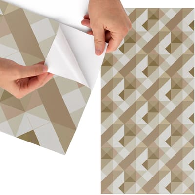Tulup Meubelfolie - Geometrisch patroon Meubelfolie Zelfklevend - 75x150 cm - Bruin Meubelfolie - Decoratiefolie Zelfklevend - Retro Meubelfolie - Meubelfolie Zelfklevend - Badkamer decoratie - Achtergronden en patronen