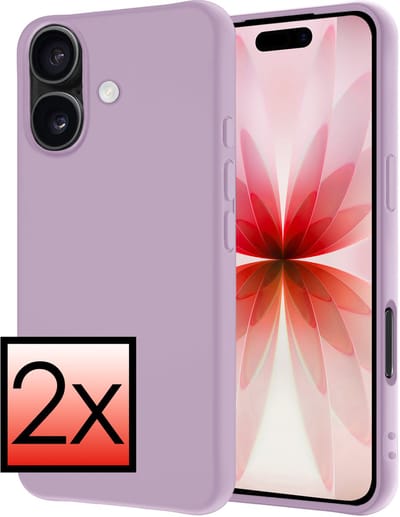 Hoesje - 2 Stuks - Geschikt voor Apple iPhone 17 - Sterk & Shockproof - Case Siliconen - Back Cover - Telefoon Hoes - Lila
