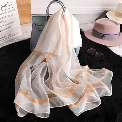 Designer   Écharpe en Soie d'Été pour Femme Châles Longs Mode Enveloppes pour Dame Designer Pashmina Châles de Plage Foulard Féminin gray