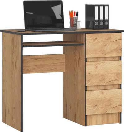 Compacte werktafel met 3 laden voor kinderen en tieners - ideaal voor kleine ruimtes