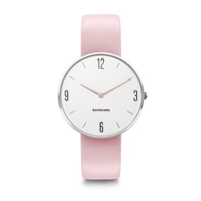 Lambretta Numero 34 Leather Silver White Pink Dameshorloge - 34mm