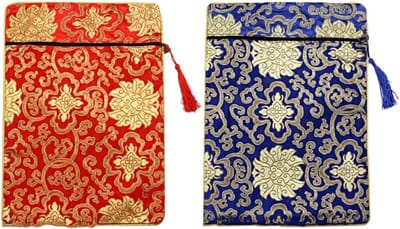 Brocade Geborduurde Boeddhistische Schriftrollen Tas - Retro Chinese Stijl voor Opberging van Geschriften, Praktisch voor School en Kantoor, Medium Formaat