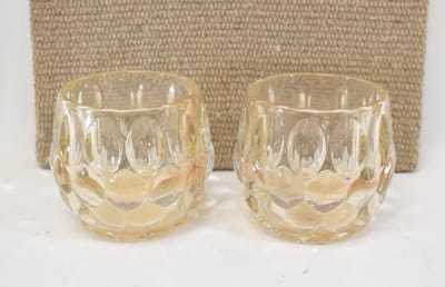 ZoeZo Design - 2 stuks - waxinelichtjeshouder - zwaar glas - oker oranje gloed - H9 x Ø 9 cm - glas