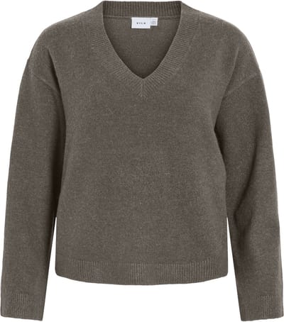 VILA - VILIGA L/S REV V-NECK KNIT TOP - NOOS - Dames - Gebreide truien