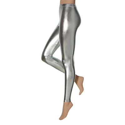 Apollo - Party legging latex - Feest legging latex - zilver - Maat l/xl - Latex legging - Legging carnaval - Legging maat l/xl - Latex legging vrouwen - Legging