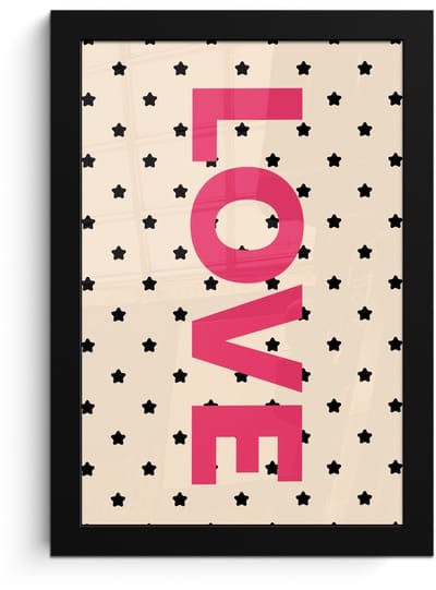 Poster in lijst - Fotolijst 20x30 cm - Posters - Love - Stippen - Roze - Posterlijst zwart - Decoratie - Wanddecoratie woonkamer - Muurdecoratie slaapkamer