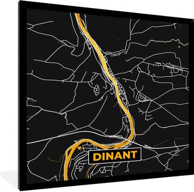 Fotolijst incl. Poster - Stadskaart - Dinant - Gold - Kaart - Plattegrond - 40x40 cm - Posterlijst