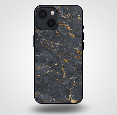 Smartphonica Telefoonhoesje voor iPhone 13 Mini met marmer opdruk - TPU backcover case marble design - Goud Grijs geschikt voor iPhone 13 Mini