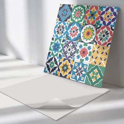 Wallfluent Vinyl Tegels - Geruite Mozaïekpatronen Vinyl Wandtegels - 30 cm x 30 cm - Groente PVC Tegels - Verpakking van 9 stuks - Vierkant PVC Tegels - Texturen Plaktegels - Wand PVC Tegels - Plaktegels Keuken en Badkamer