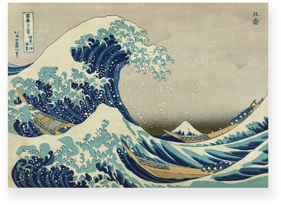 Poster 30x20 cm - De Grote Golf van Kanagawa - Hokusai - Mount Fuji - Blauw - Japanse kunst - Klassiek - Muurdecoratie - Wanddecoratie