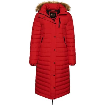 Superdry - Lange Fuji pufferjas met capuchon - Dames - Gewatteerde jassen