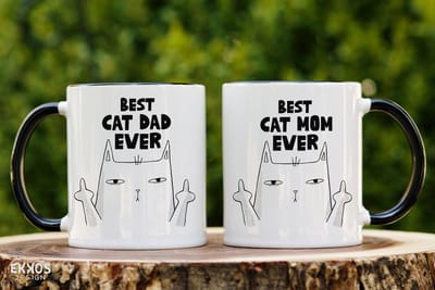 Best Cat Dad & Mom - Valentijn cadeautje voor hem - Valentijn cadeautje voor haar - Valentijnsdag - Verjaardag cadeau - Cadeau voor man - Cadeau voor vrouw - Grappige cadeaus - Mokken - Theeglazen - Koffiebeker