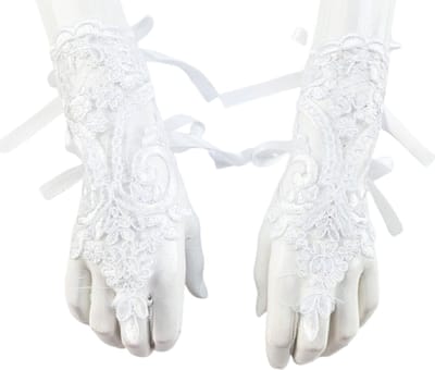 BamBella® - Handschoenen Kort Wit kant- dames